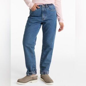 L.L. Bean Relaxed Fit Blue Jeans with Plaid lining cotton original fit relaxed